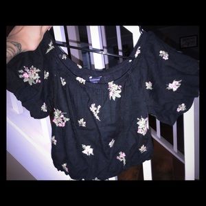 American Eagle floral over the shoulder crop top